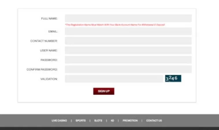 Giao diện đăng ký 12Play