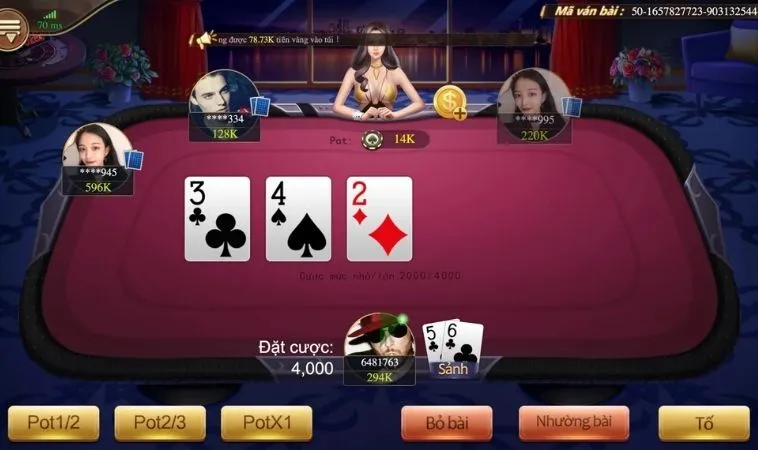 Bàn chơi Xì Tố tại 12Play